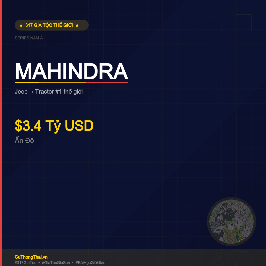 Gia Tộc Mahindra — $3.4 Tỷ USD: Jeep Quân Đội → Tractor #1 Thế Giới → SUV Quốc Dân