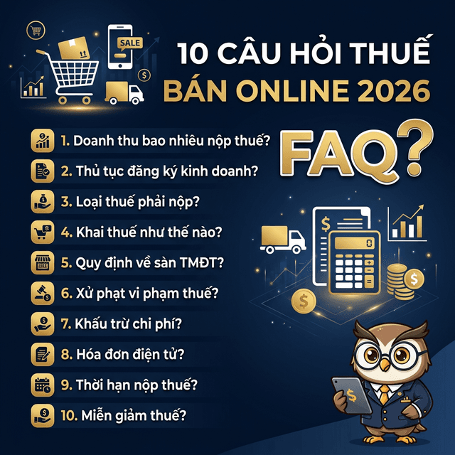 10 FAQ Thuế Bán Online — Cú Kiểm Toán