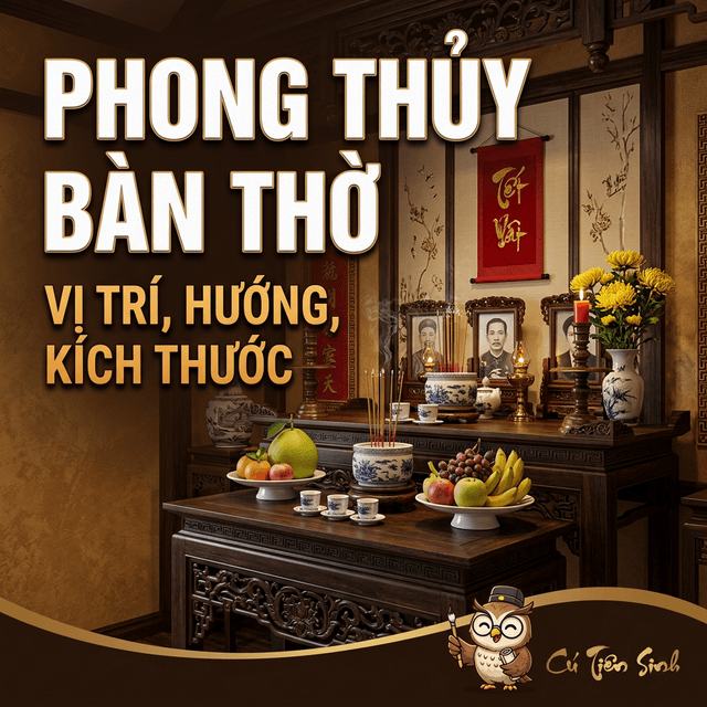 Phong Thủy Bàn Thờ — Vị Trí, Hướng, Kích Thước Chuẩn 2026