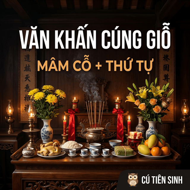 Văn Khấn Cúng Giỗ — Mâm Cỗ + Thứ Tự + Lưu Ý Đầy Đủ