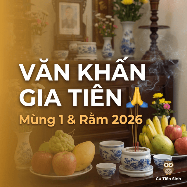 Văn Khấn Gia Tiên Mùng 1 & Rằm 2026 — Đầy Đủ Nhất