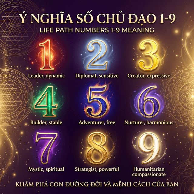 Số Chủ Đạo 1-9 — Ý Nghĩa Chi Tiết